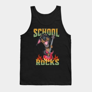 Teacher on fire with Doxie Dog Dachshund on a School Rocks tee Tank Top